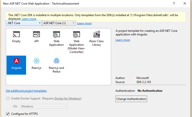 New ASP.NET Core Web Application